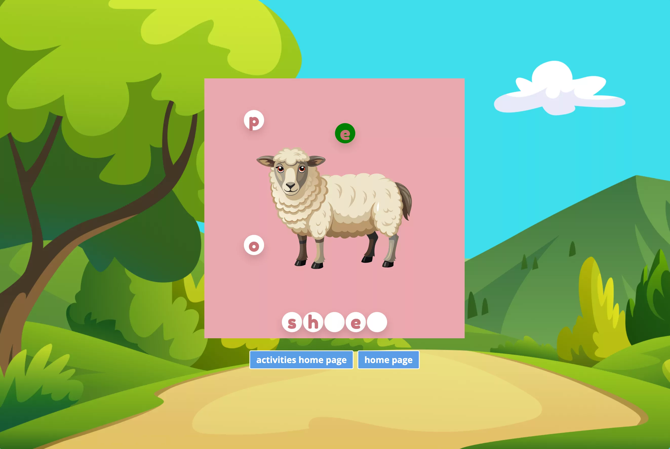 Interactive English learning game platform, game view